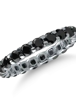 Inel eternity din aur alb cu diamante negre de 2.3ct