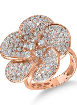 Inel floare din aur roz cu diamante de 3.13ct