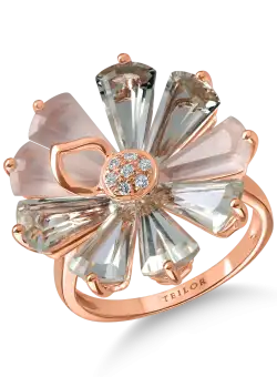 Inel floare din aur roz cu pietre pretioase si semipretioase de 6.5ct