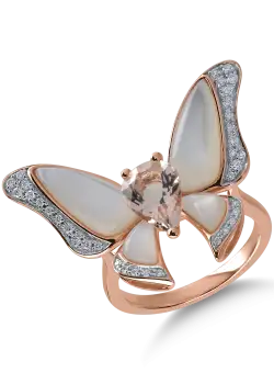 Inel fluture din aur roz cu pietre pretioase si semipretioase de 4.04ct