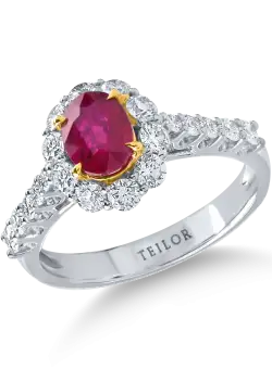 Inel geometric cu un rubin si diamante de 1.8ct