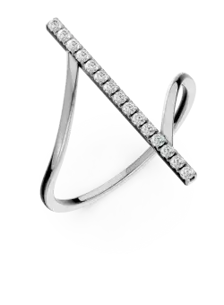 Inel geometric din aur alb cu diamante de 0.12ct