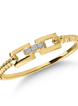Inel geometric din aur galben cu diamante de 0.02ct