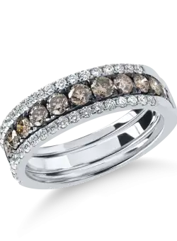 Inel semi-eternity din aur alb cu diamante maro si incolore de 1ct