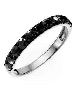 Inel semi eternity din aur alb cu diamante negre de 0.8ct