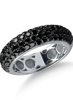 Inel semieternity din aur alb cu diamante negre de 1.6ct