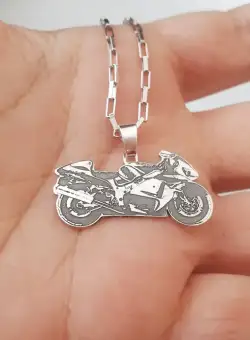 Lant barbatesc cu pandantiv personalizat - Motocicleta - Argint 925