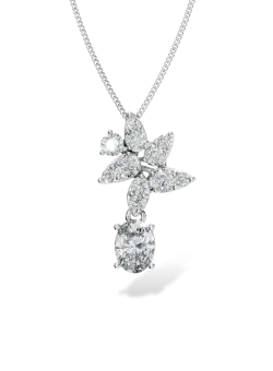 Lant cu pandantiv Bouquet din aur alb cu diamante de 0.4ct create in laborator