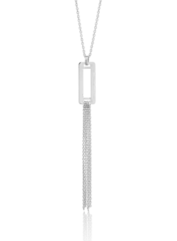 Lant cu pandantiv din aur alb de 14K