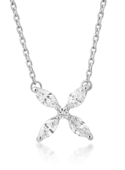 Lant cu pandantiv din aur alb de 14K cu diamante de 0.31ct