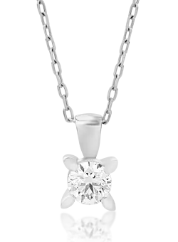 Lant cu pandantiv din aur alb de 18K cu diamant de 0.3ct