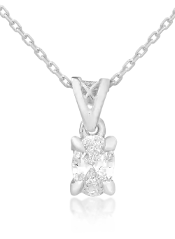 Lant cu pandantiv din aur alb de 18K cu diamant de 0.4ct