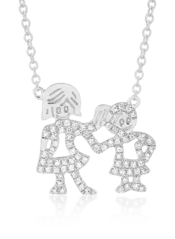 Lant cu pandantiv din aur alb de 18K cu diamante de 0.21ct