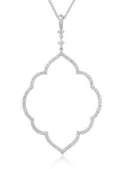 Lant cu pandantiv din aur alb de 18K cu diamante de 1.27ct