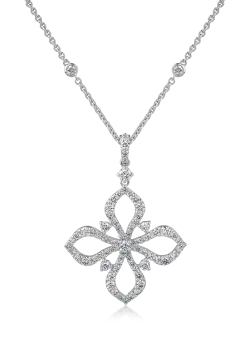 Lant cu pandantiv din aur alb de 18K cu diamante de 1.32ct