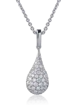 Lant cu pandantiv din aur alb de 18K cu diamante de 1.51ct