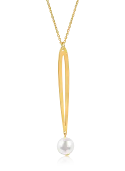 Lant cu pandantiv din aur galben cu perla naturala