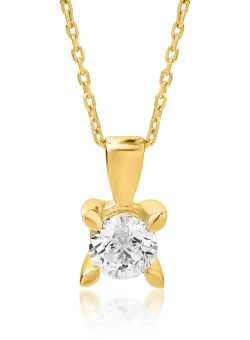 Lant cu pandantiv din aur galben de 18K cu diamant de 0.4ct