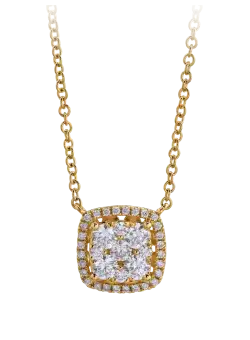 Lant cu pandantiv din aur galben de 18K cu diamante de 0.5ct