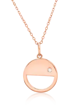 Lant cu pandantiv din aur roz de 18K cu diamant de 0.011ct