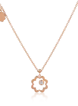 Lant cu pandantiv din aur roz de 18K cu diamant de 0.05ct