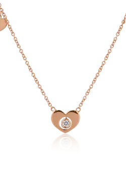 Lant cu pandantiv din aur roz de 18K cu diamant de 0.05ct