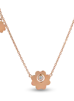 Lant cu pandantiv din aur roz de 18K cu diamant de 0.05ct