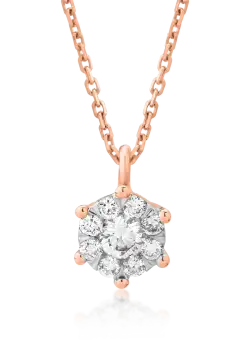 Lant cu pandantiv din aur roz de 18K cu diamante de 0.166ct