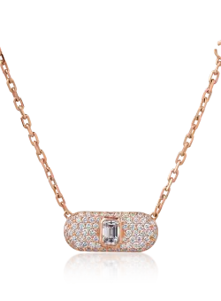 Lant cu pandantiv din aur roz de 18K cu diamante de 1.19ct