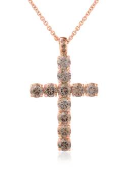 Lant cu pandantiv din aur roz de 18K cu diamante maro de 4.58ct