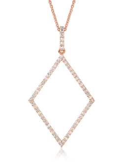 Lant cu pandantiv forma geometrica din aur roz de 18K cu diamante de 0.54ct