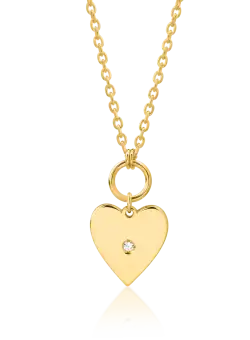 Lant cu pandantiv inimioara din aur galben de 14K
