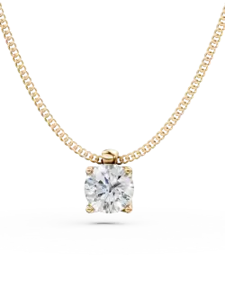 Lant cu pandantiv Lotus din aur galben cu diamant solitaire de 0.3ct creat in laborator