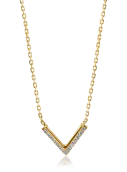 Lant cu pandantiv minimalist din aur galben cu diamante de 0.06ct