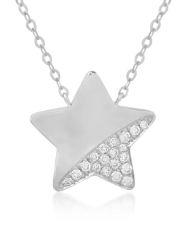 Lant cu pandantiv stea din aur alb de 18K cu lapis lazuli de 1.21ct si diamante de 0.079ct