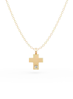 Lant din aur galben cu pandantiv cruciulita