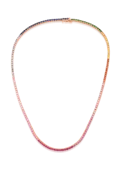 Lant din aur roz de 18K cu safire multicolore de 13.2ct