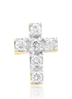 Pandant cruce din aur galben de 18K cu diamante de 0.074ct