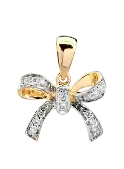 Pandant fundita din aur alb-galben de 18K cu diamante de 0.076ct