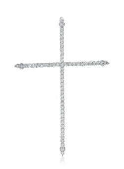 Pandantiv cruce din aur alb cu diamante de 1.92ct