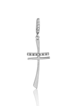 Pandantiv cruce din aur alb de 14K