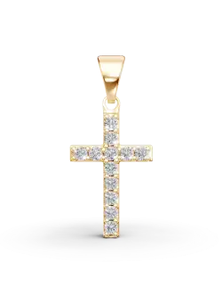 Pandantiv cruce din aur galben cu zirconii