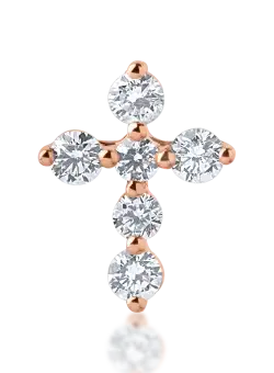 Pandantiv cruce din aur roz cu diamante de 0.27ct