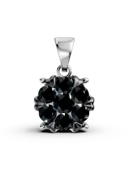 Pandantiv din aur alb cu diamante negre de 0.6ct