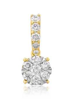 Pandantiv din aur alb-galben de 14K cu diamante de 0.515ct