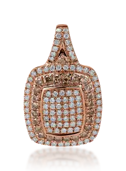 Pandantiv din aur roz cu diamante ciocolatii de 0.297ct si diamante transparente de 0.35ct