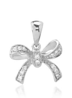 Pandantiv fundita din aur alb de 18K cu diamante de 0.073ct