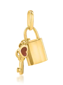 Pandantiv lacat si cheita din aur galben