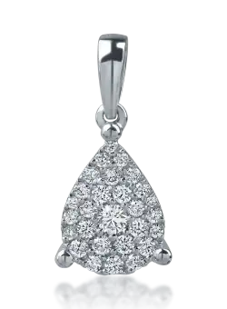 Pandantiv lacrima din aur alb cu diamante de 0.2ct
