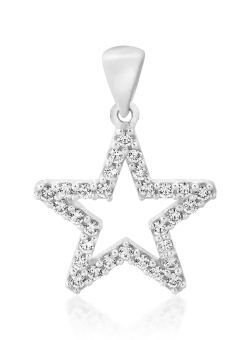 Pandantiv stea din aur alb de 14K